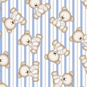 Tecido Tricoline Estampada Ursinho cor 08 (Azul) Tecido Tricoline Estampada Ursinho cor 08 (Azul)